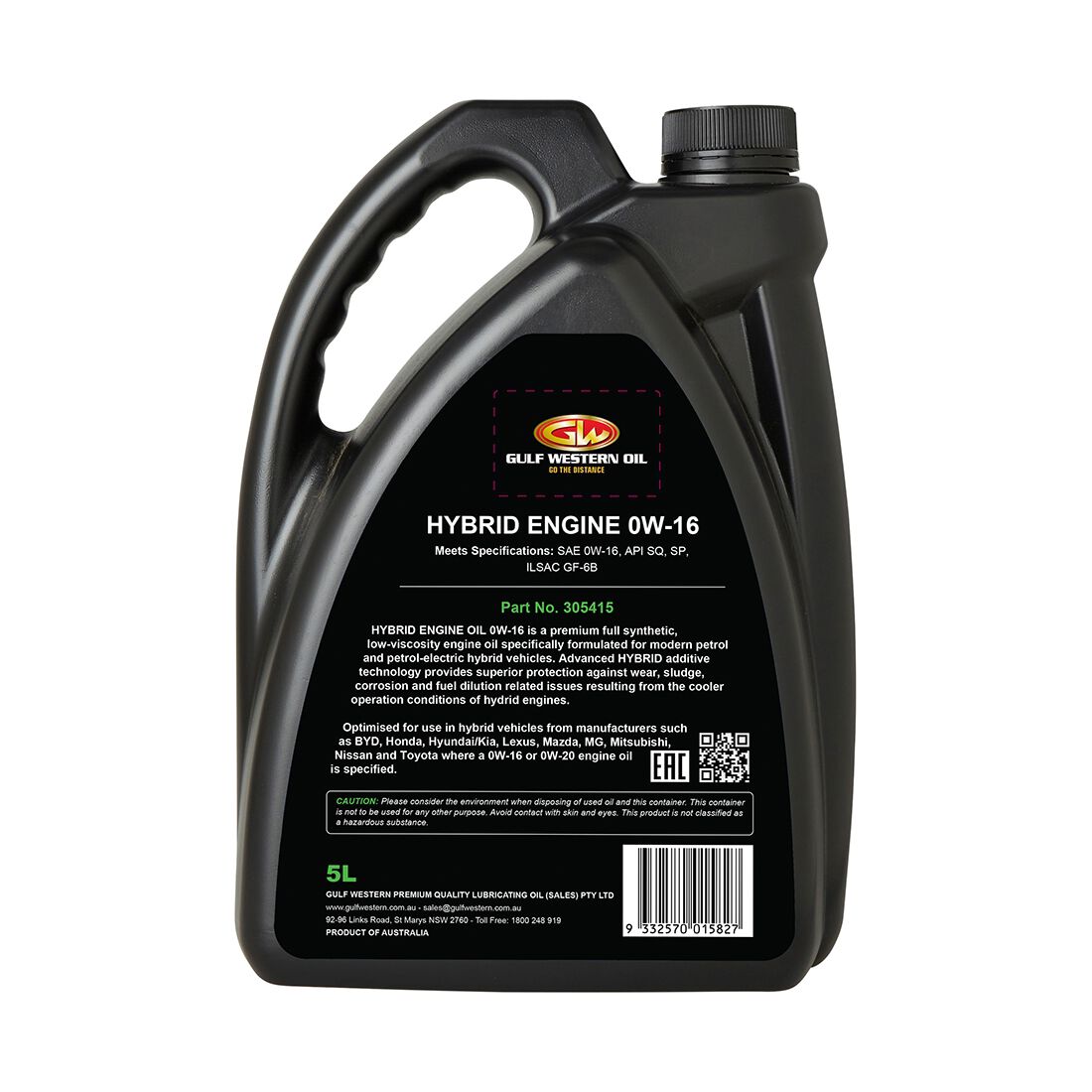 Gulf Western Hybrid Engine Oil 0W-16 - 5 Litre, , scanz_hi-res