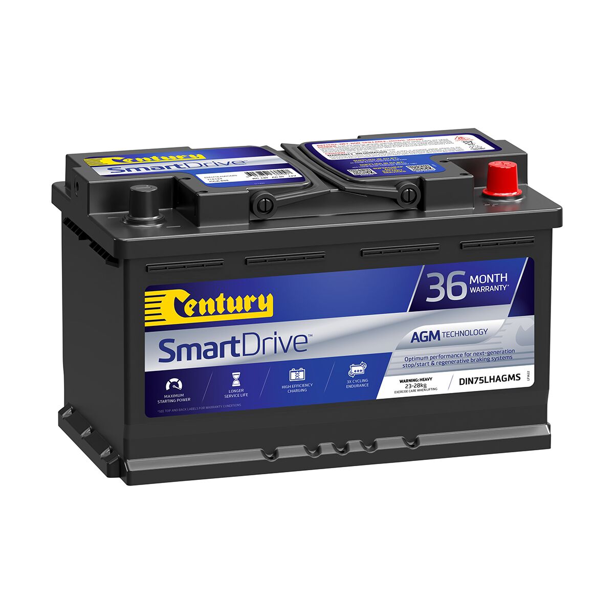 Century SmartDrive DIN75LHAGMS Car Battery ISS Stop/Start AGM, Maintenance Free, 850CCA, , scanz_hi-res