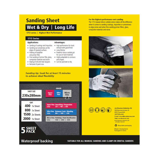 SIA Abrasives Sandpaper 5 Pack Mixed - Siawat 1713, , scanz_hi-res