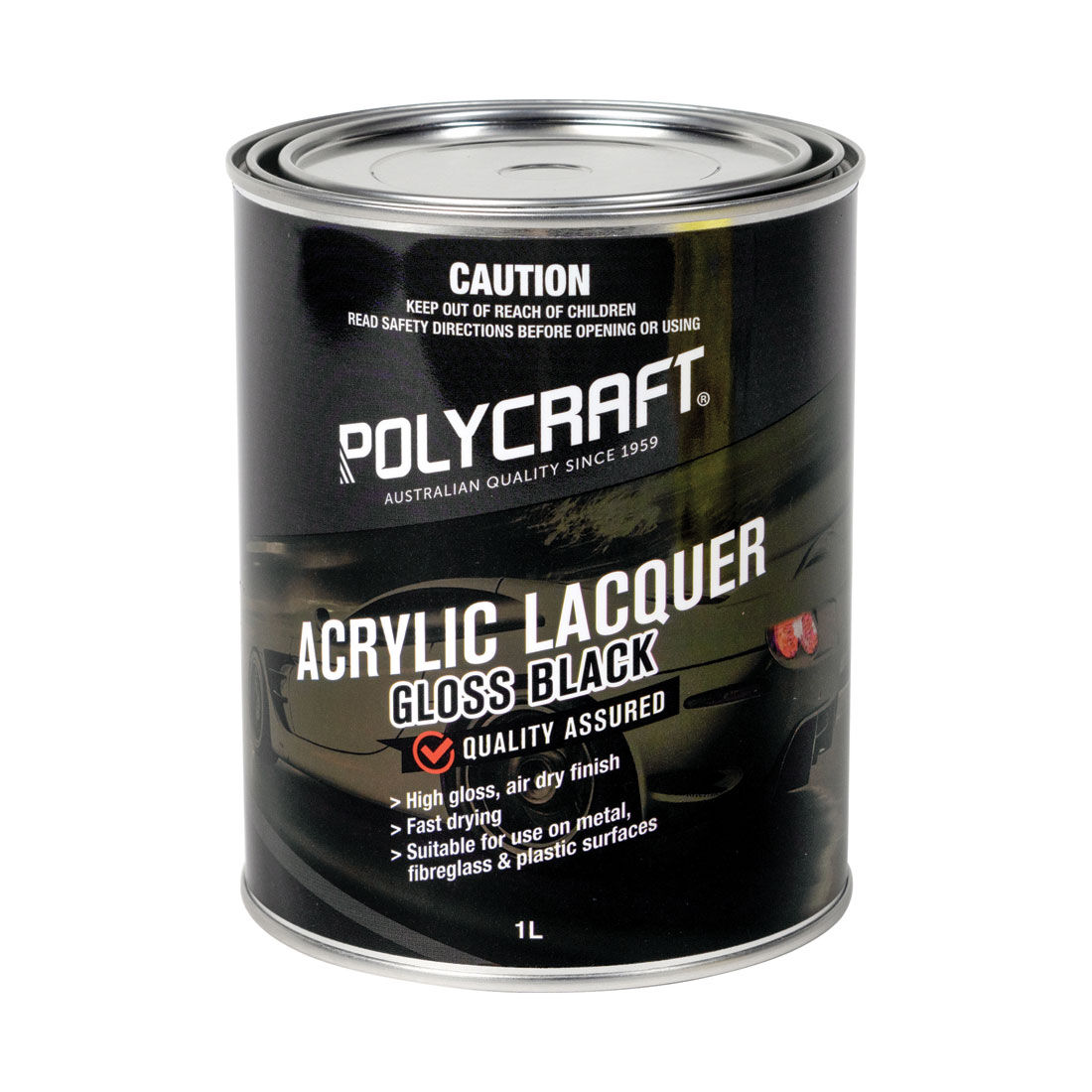 Polycraft Acrylic Gloss Black 1 Litre, , scanz_hi-res