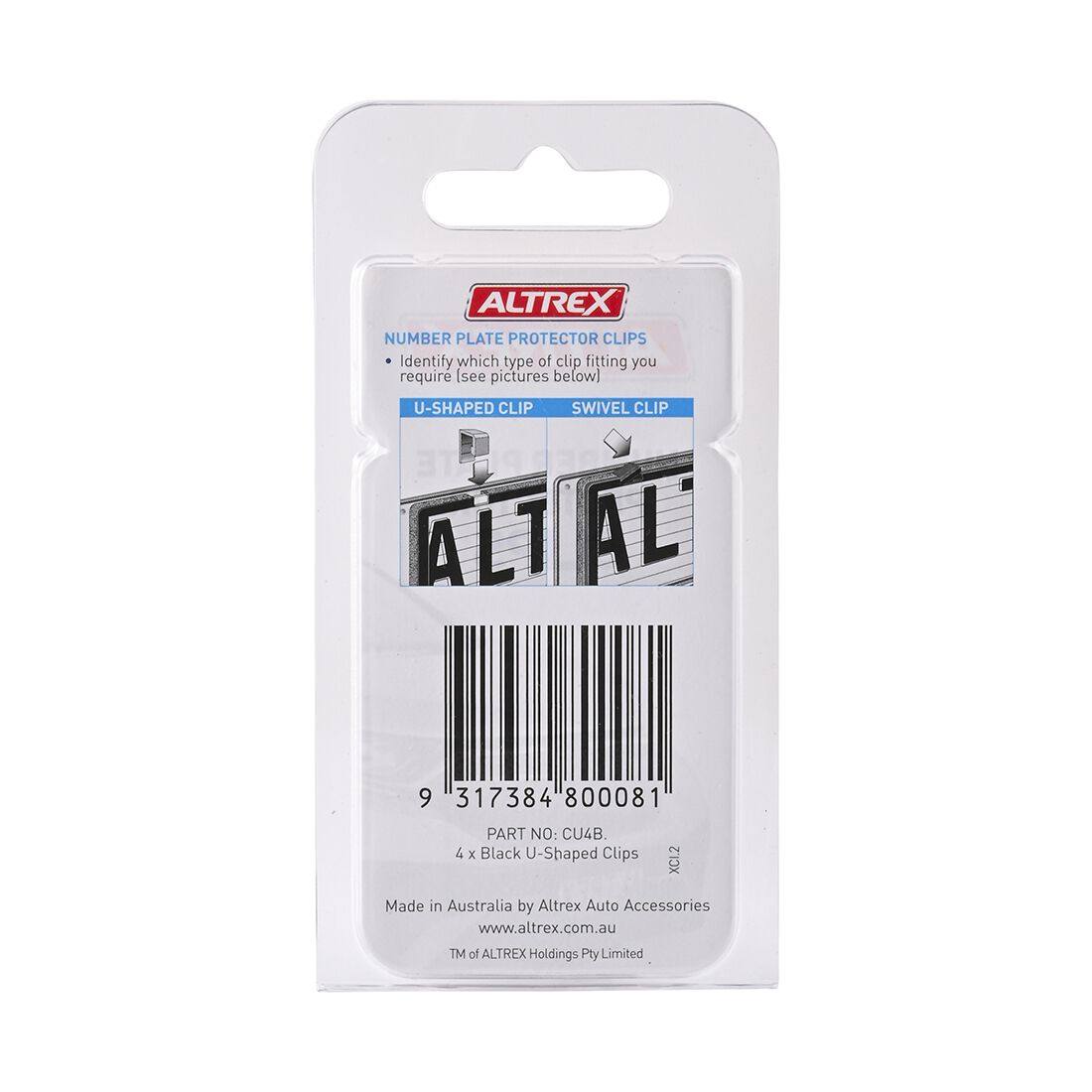 Altrex Number Plate Clips - Push On 4 Pack CU4B, , scanz_hi-res