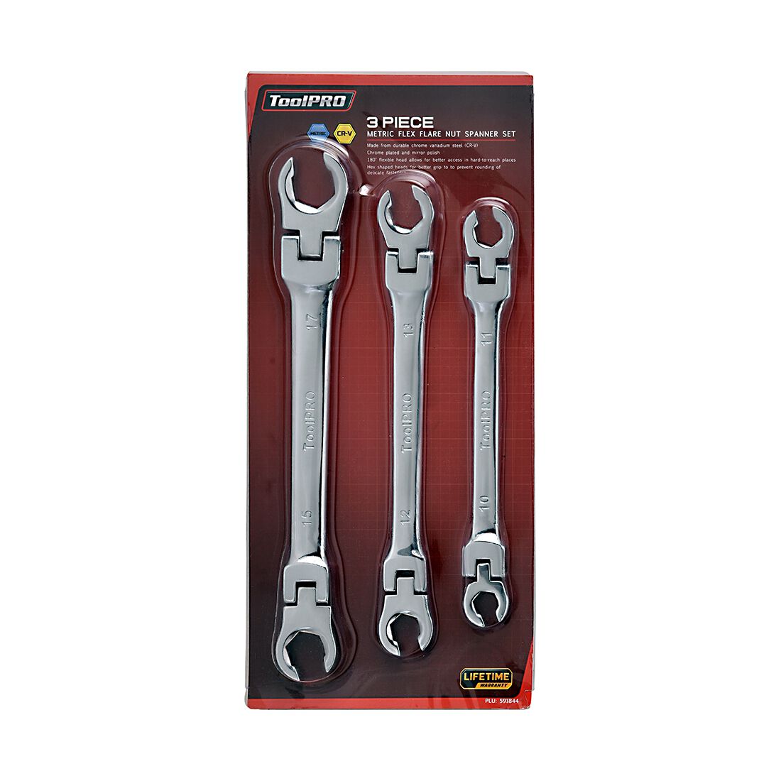 ToolPRO Spanner Set - Flare Nut, Flex Head, 3 Piece, Metric, , scanz_hi-res