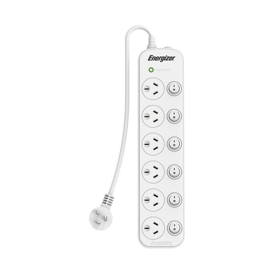 Energizer 6 Outlet Powerboard Surge Protected, , scanz_hi-res