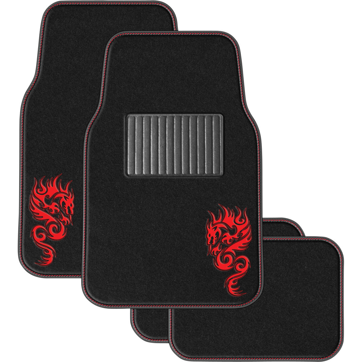 SCA Dragon Floor Mats Carpet Black Red Set of 4 Supercheap Auto New Zealand