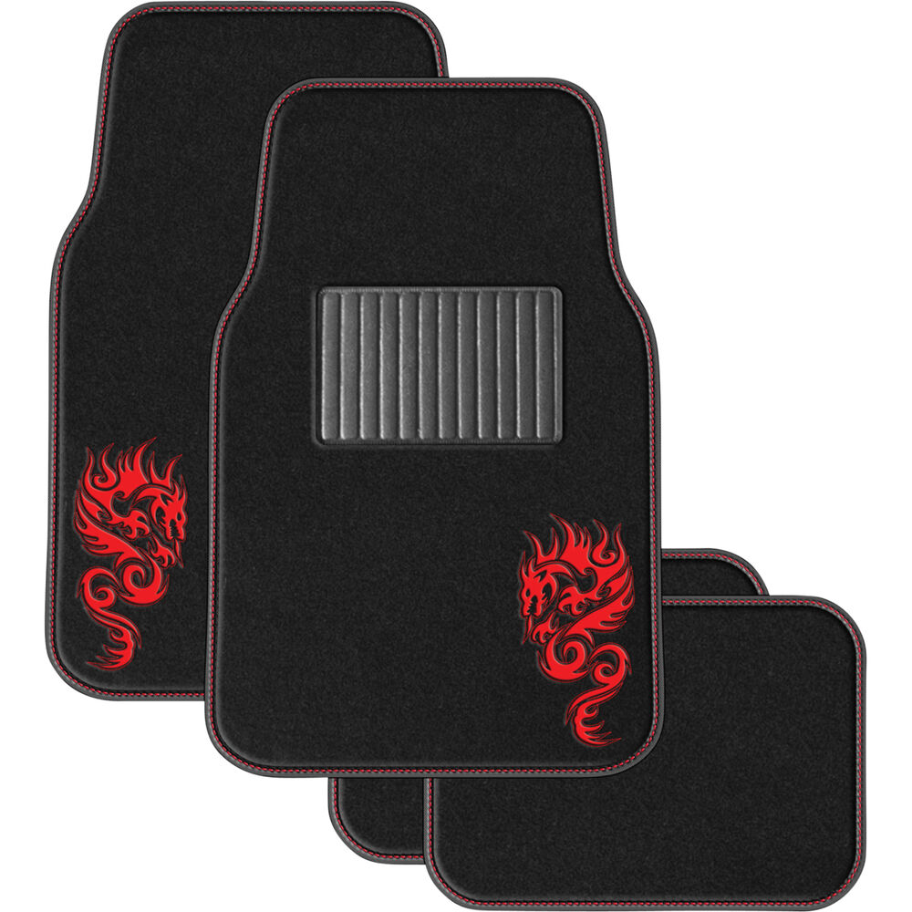 SCA Dragon Floor Mats Carpet Black/Red Set of 4 Supercheap Auto New Zealand