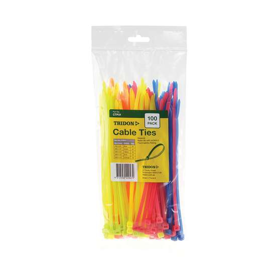 Tridon Cable Tie Pack, Assorted Colours, 200mm x 4.8mm, 100 Pack - CTP31, , scanz_hi-res