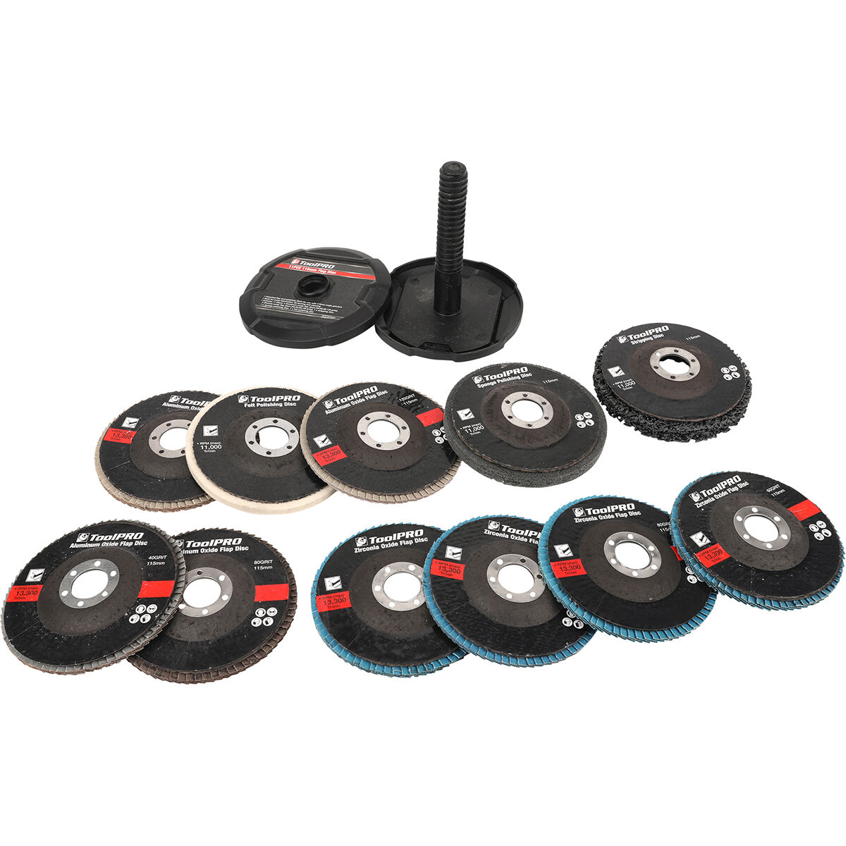 ToolPRO Flap Disc 115mm 11 Piece Kit, , scanz_hi-res