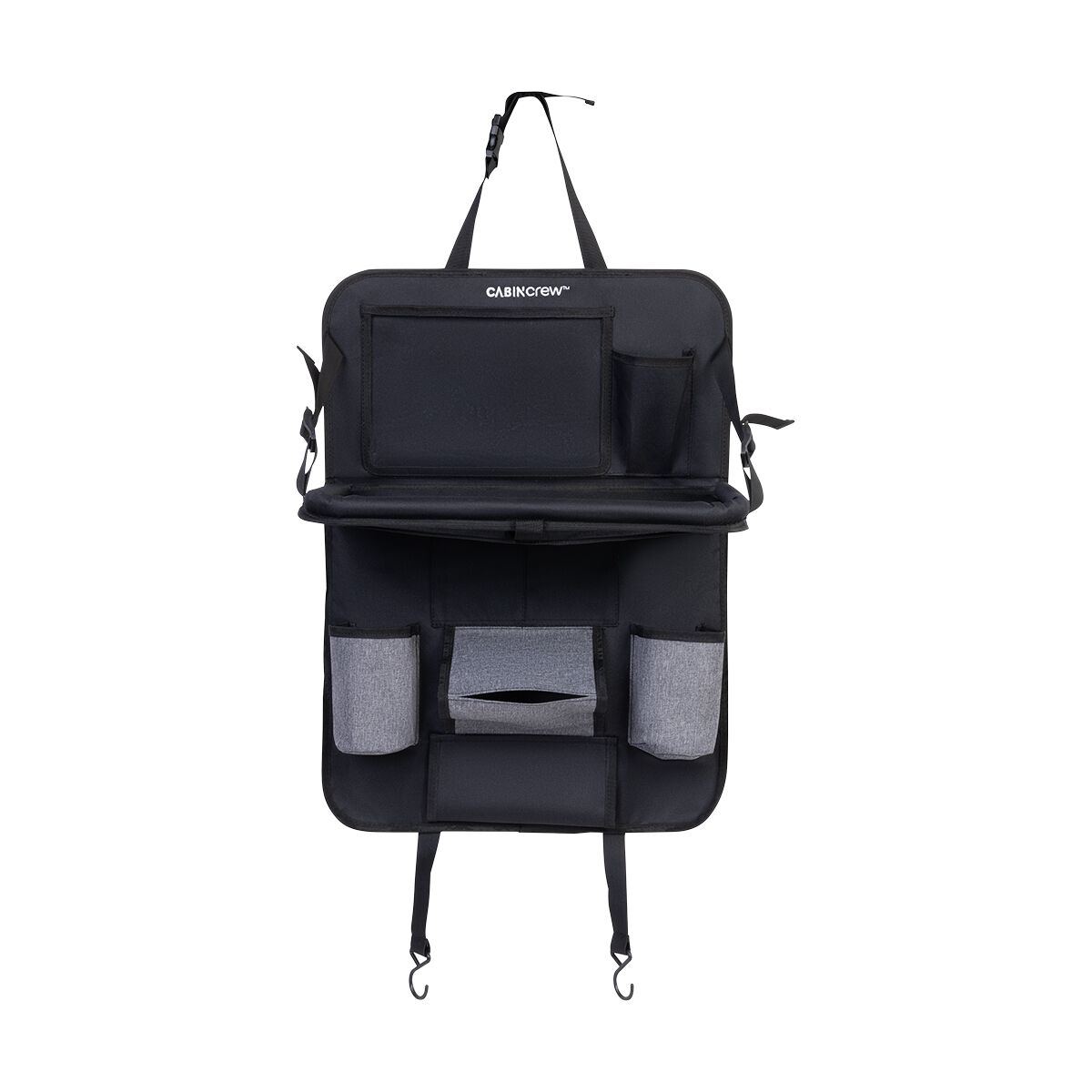 Cabin Crew Kids Repreve Back Seat Organiser with Tray Black/Grey, , scanz_hi-res