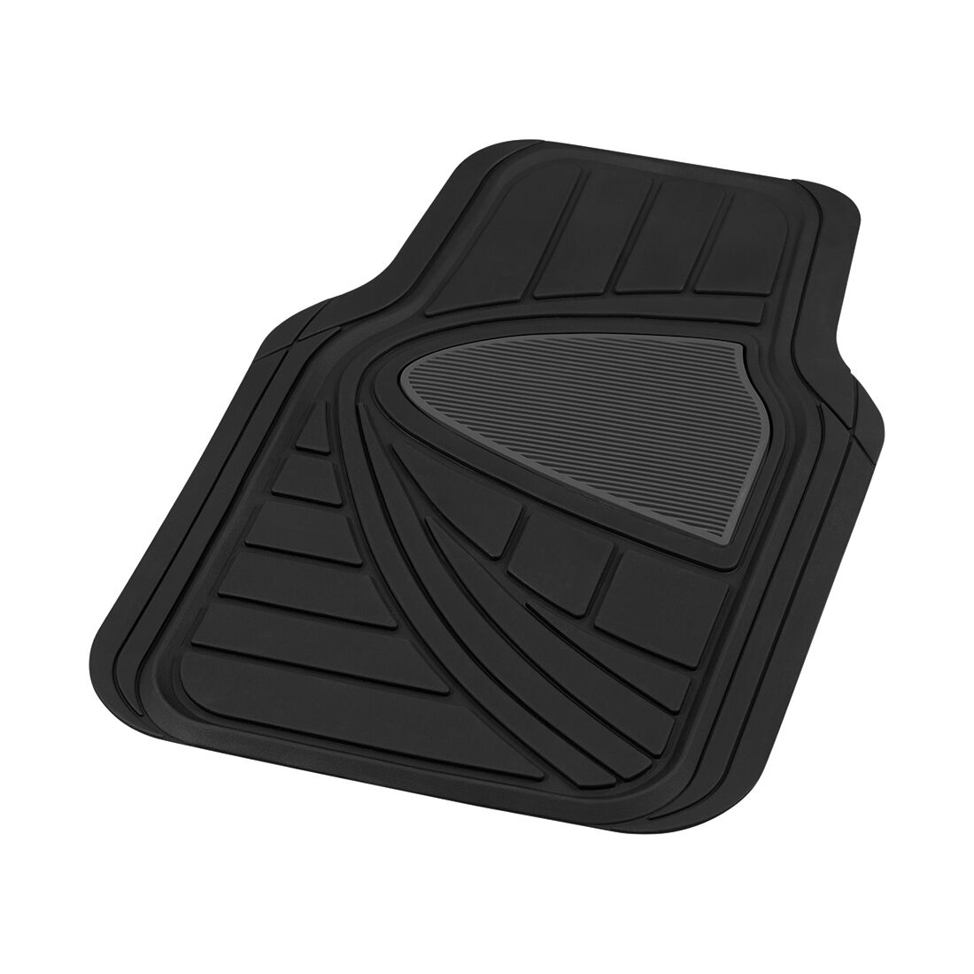 SCA Car Floor Mats PVC Rubber Two-tone Trim Black Set of 4, , scanz_hi-res