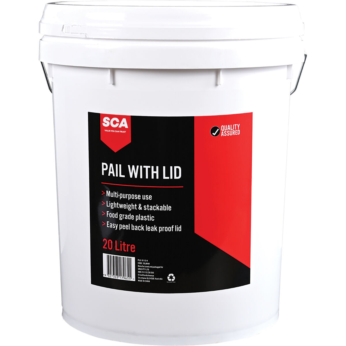 SCA Plastic Pail with Lid 20L, , scanz_hi-res