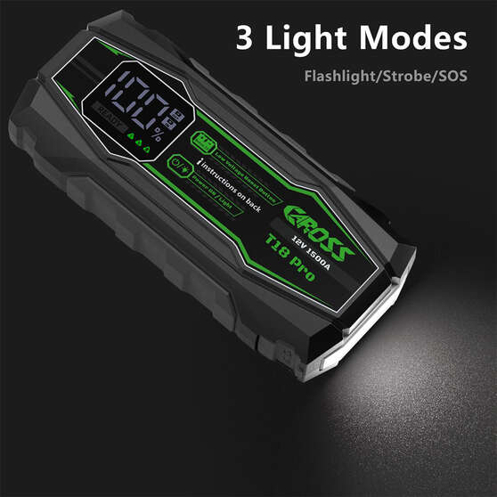 CAROSS T18Pro 12V 1500A Compact Smart Lithium Jump Starter With Built-in 3 Mode Light, , scanz_hi-res