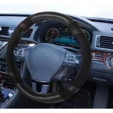SCA Steering Wheel Cover Leather Look Jacquard Black 380mm diameter, , scanz_hi-res