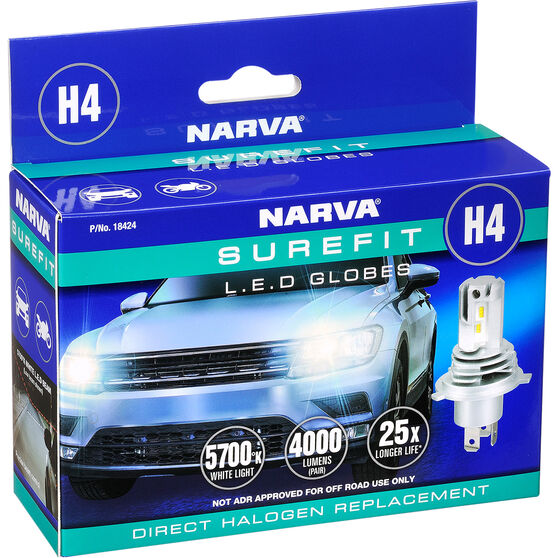 Narva Surefit LED Headlight Globes - H4, 12/24V, 18424, , scanz_hi-res