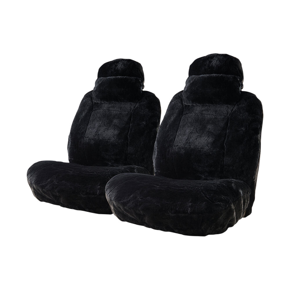 Platinum CLOUDLUX Sheepskin Seat Covers Black Adjustable Headrests