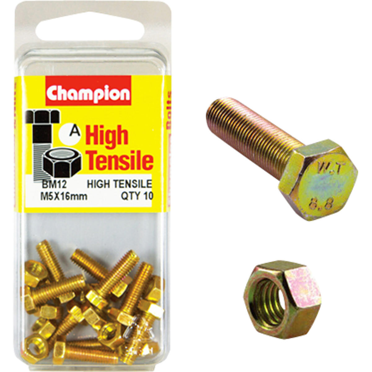 Champion High Tensile Bolts and Nuts BM12, M5 X 16mm, , scanz_hi-res