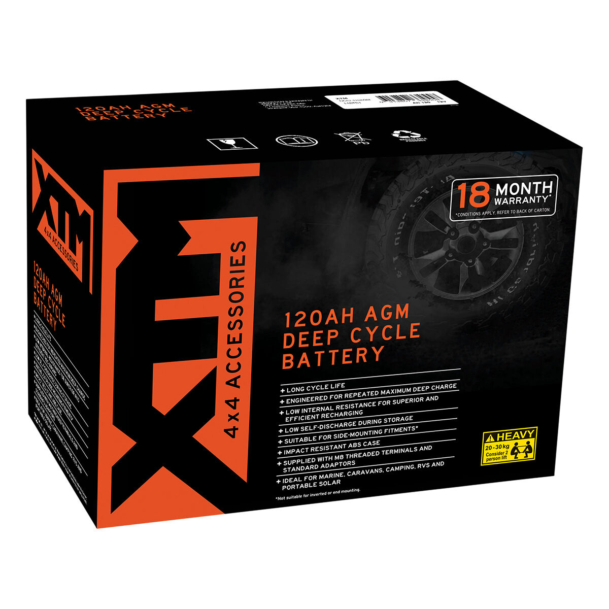 XTM Deep Cycle AGM Battery DC12-120, , scanz_hi-res