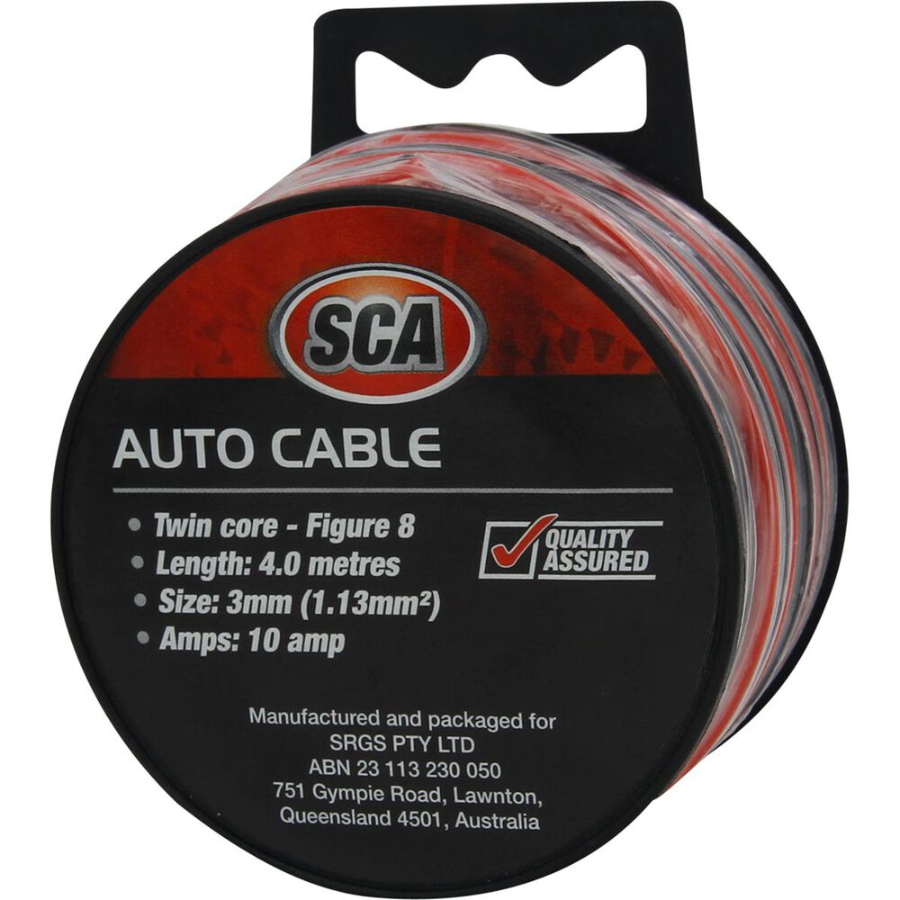SCA Automotive Cable - Twin Core, 10 Amp 3mm x 4m, Black/ Red