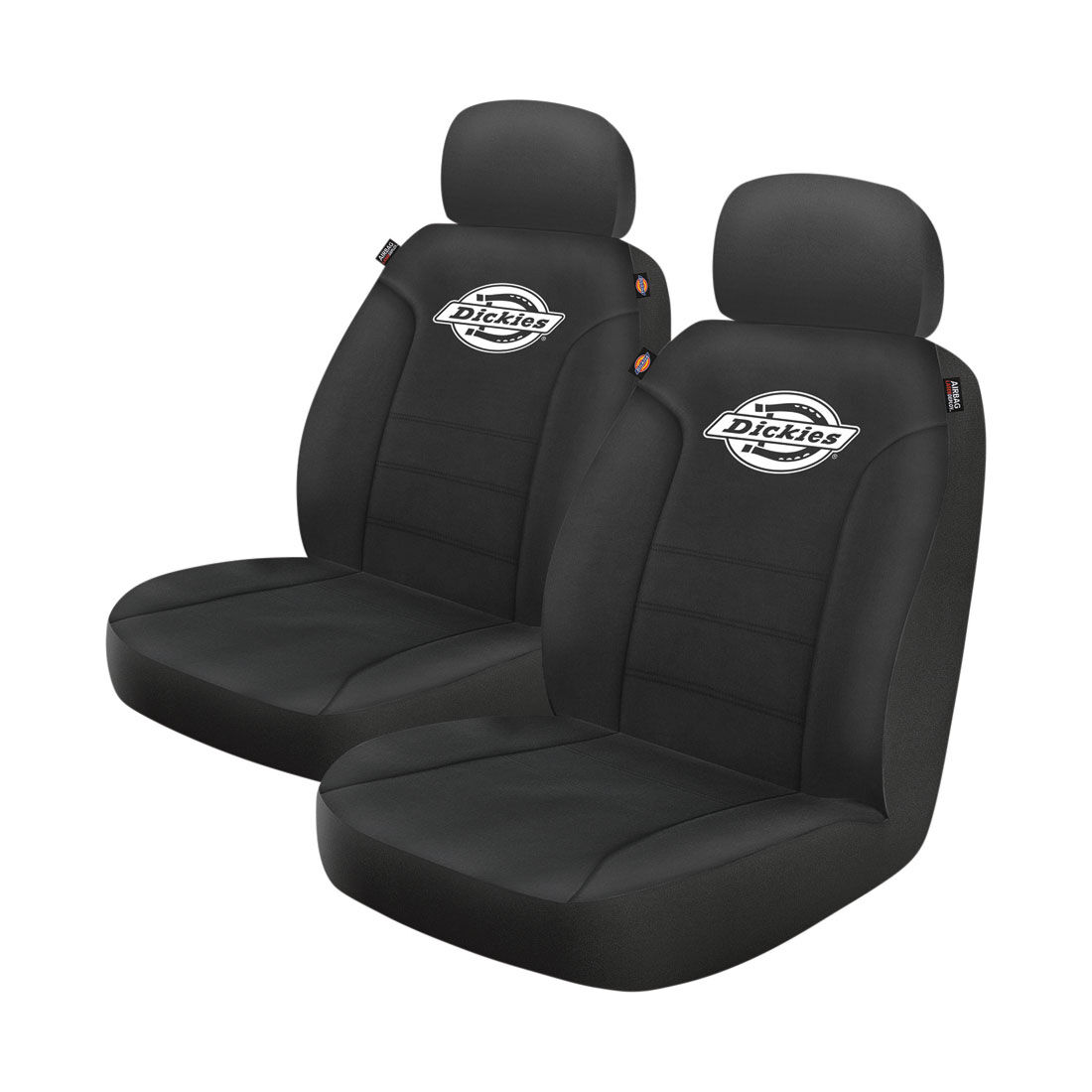 Dickies Repreve Polyester OG Black/White Logo Seat Covers Black Adjustable Headrests Airbag Compatible, , scanz_hi-res