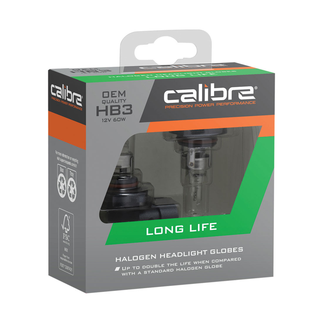 Calibre Long Life Headlight Globes - HB3, 12V 60W, CALLHB3, , scanz_hi-res