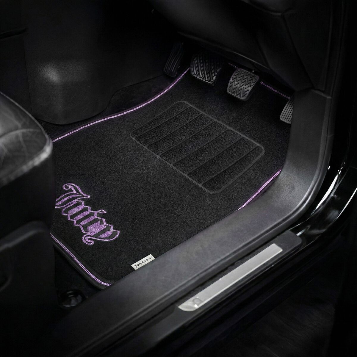 Juicy Couture 4 Piece Juicy Bling Carpet Floor Mats - Black/Purple, , scanz_hi-res