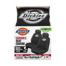 Dickies Repreve Polyester OG Black/White Logo Seat Covers Black Adjustable Headrests Airbag Compatible, , scanz_hi-res
