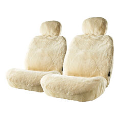 Gold CLOUDLUX Sheepskin Seat Covers - Bone Adjustable Headrests Size 30 Front Pair Airbag Compatible, Bone, scanz_hi-res