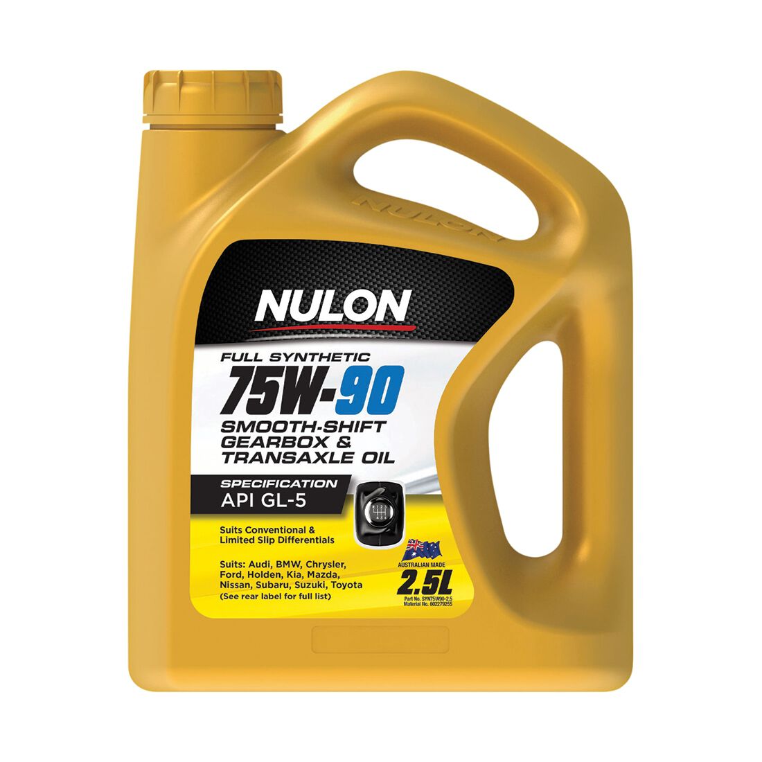 Nulon Gear Oil 75W-90 Full Synthetic 2.5 Litre, , scanz_hi-res