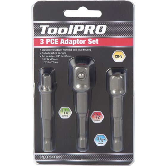ToolPRO Drill Adaptor Set 1/4" 3/8" & 1/2" 3 Piece, , scanz_hi-res