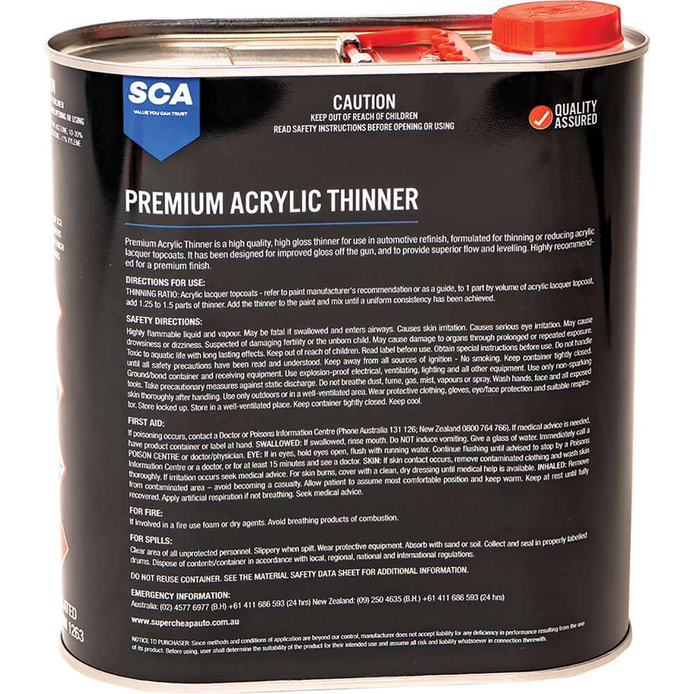 SCA Premium Acrylic Thinner 4 Litre Supercheap Auto New Zealand