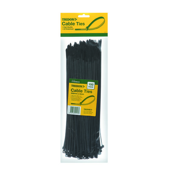 Tridon Cable Ties - 300mm x 5mm, 100 Pack, Black, , scanz_hi-res