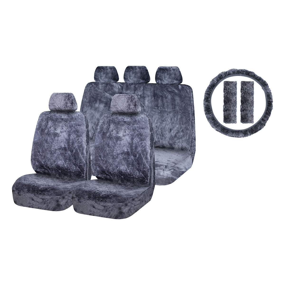 SCA Sheepskin 6 Piece Pack Charcoal Front and Rear Airbag