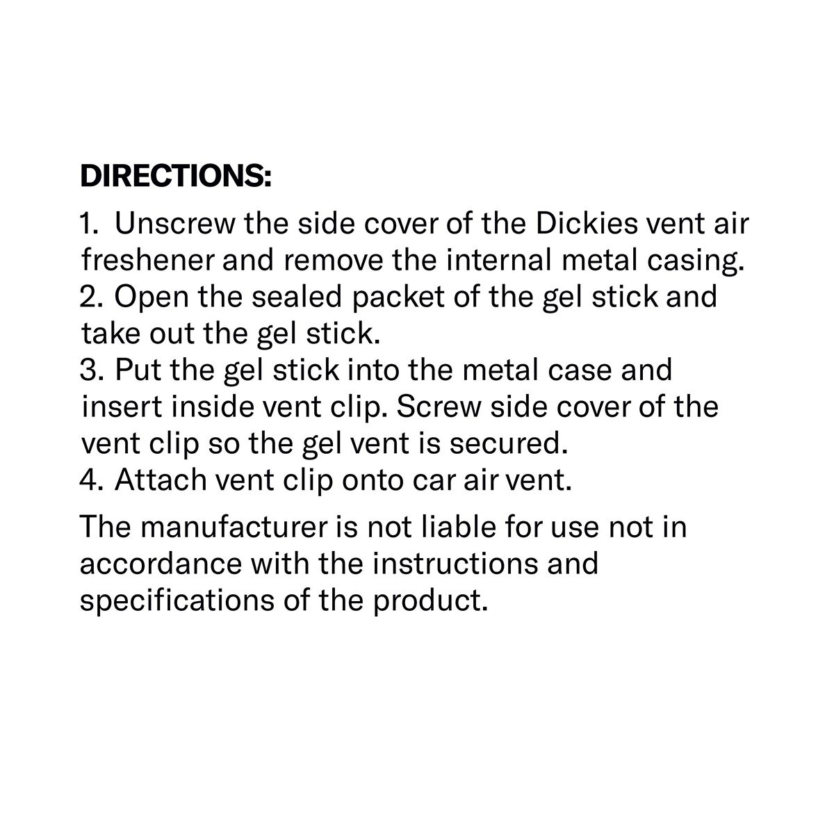 Original Dickies Vent Air Freshener - Vanilla, , scanz_hi-res