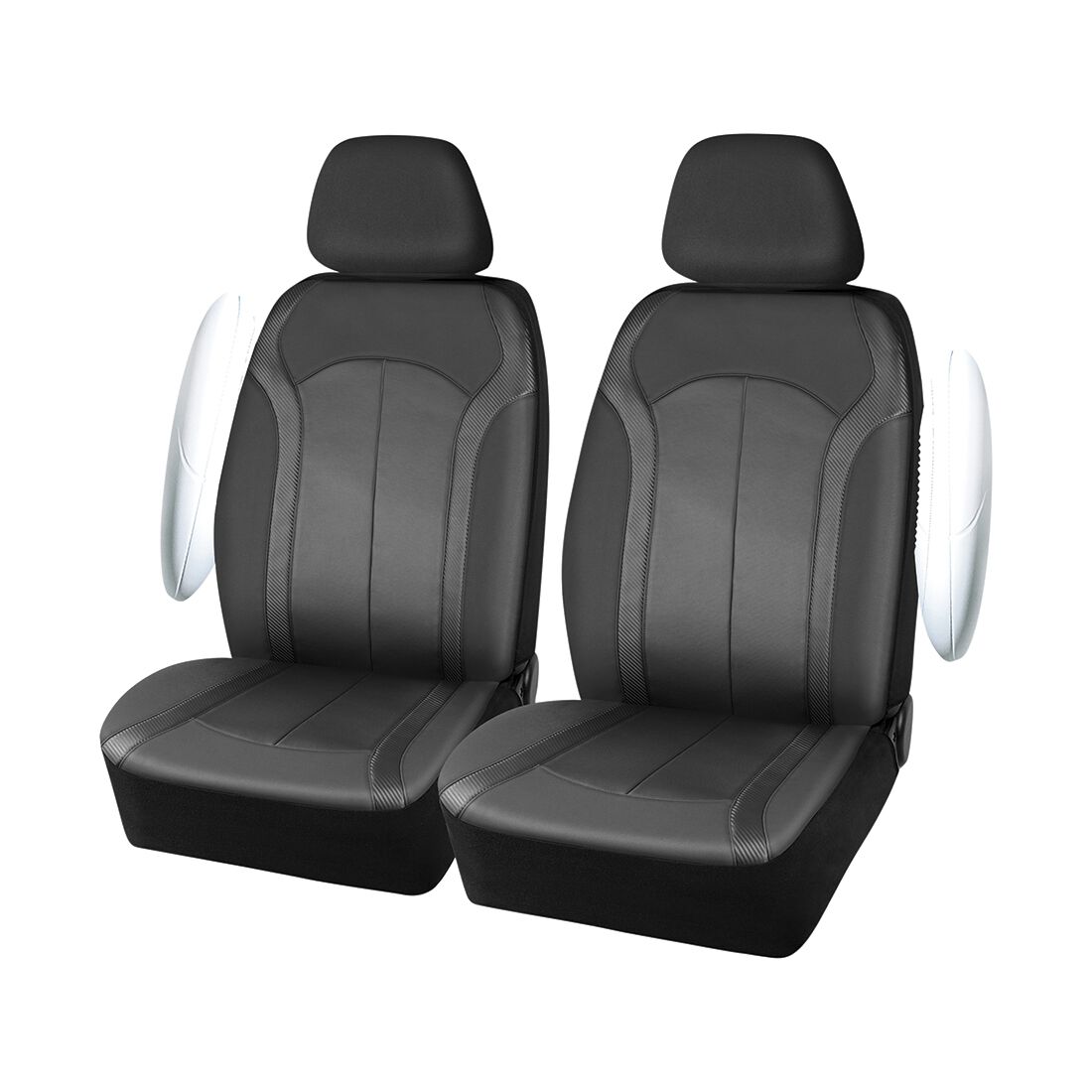 SCA Seat Cover Sports Black Leather Look, Adjustable Headrests, Airbag Compatible, Size 30A, , scanz_hi-res