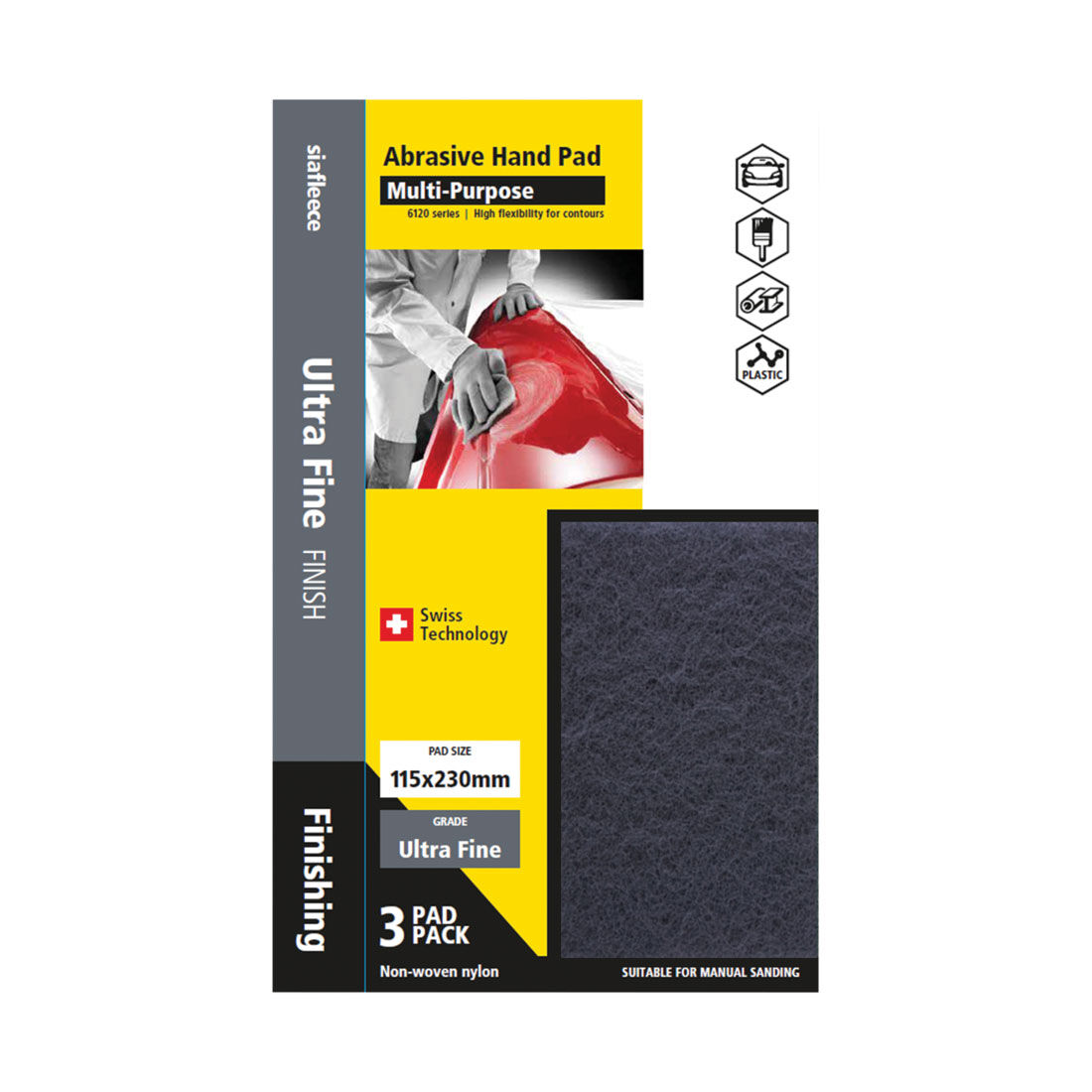 SIA Abrasives Multi-purpose Sanding Pad 3 Pack Ultra Fine - Siafleece 6120, , scanz_hi-res