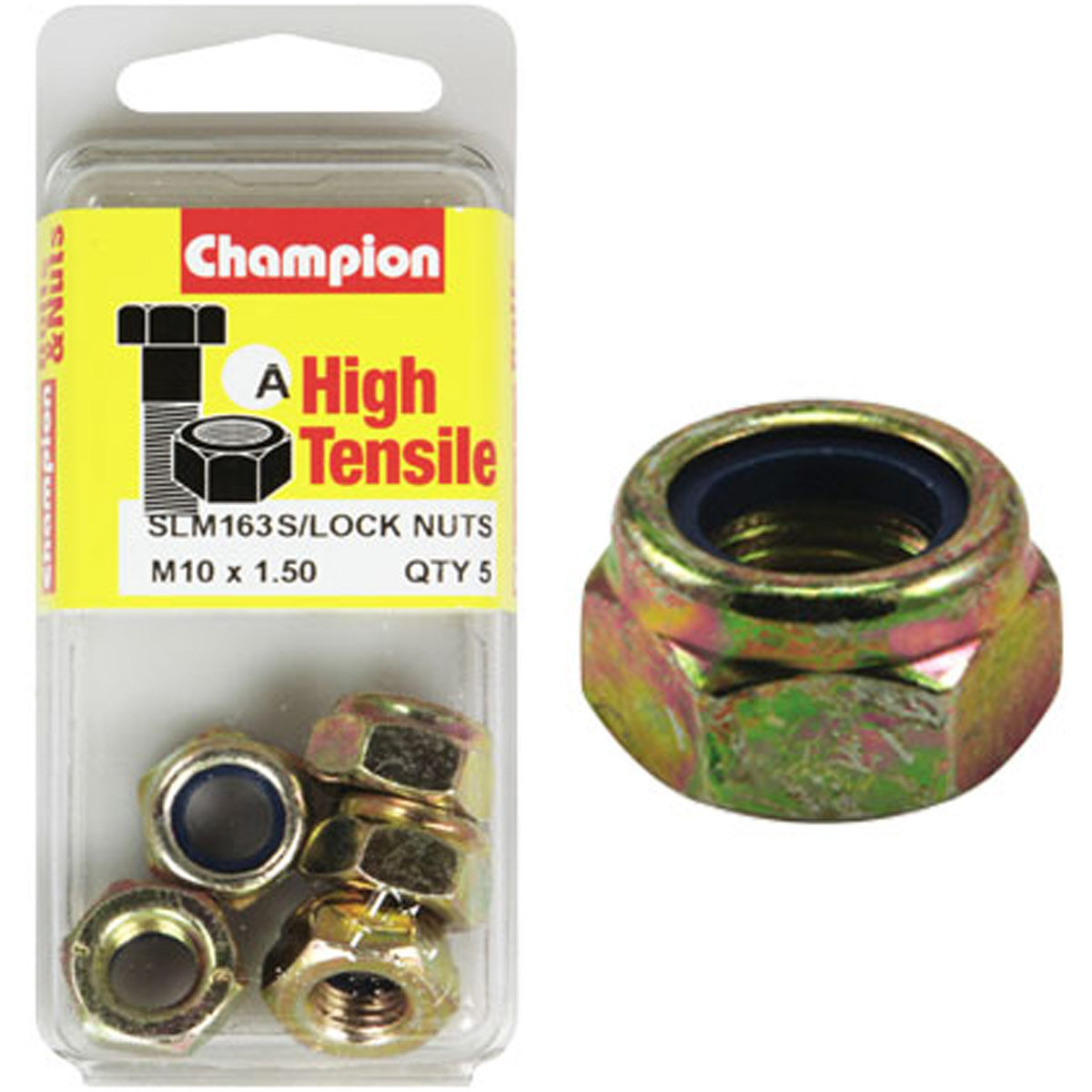 Champion High Tensile Nyloc Nuts SLM163, M8x1.50, , scanz_hi-res