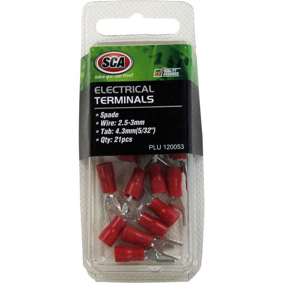 SCA Electrical Terminals - Spade, Red, 4.3mm, 21 Pack, , scanz_hi-res