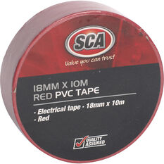 SCA PVC Electrical Tape - Black, 18mm x 10m, Red, scanz_hi-res