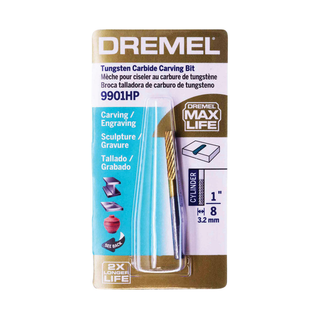 Dremel Max Life 3.2mm Tungsten Carbide Carving Bit Sq Top, , scanz_hi-res