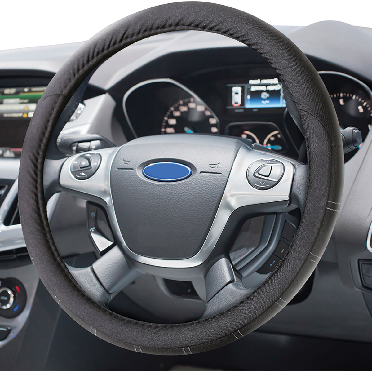 Dickies Polyester OG Black/White Logo Steering Wheel Cover Black 380mm Diameter, , scanz_hi-res