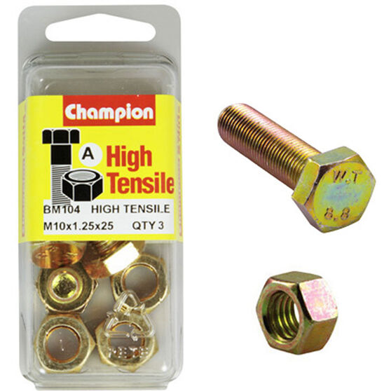 Champion High Tensile Bolts and Nuts M10 X 25 Supercheap Auto New