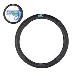 Skechers Air Cooled Memory Foam Steering Wheel Cover Black/Aqua 380mm diameter, , scanz_hi-res