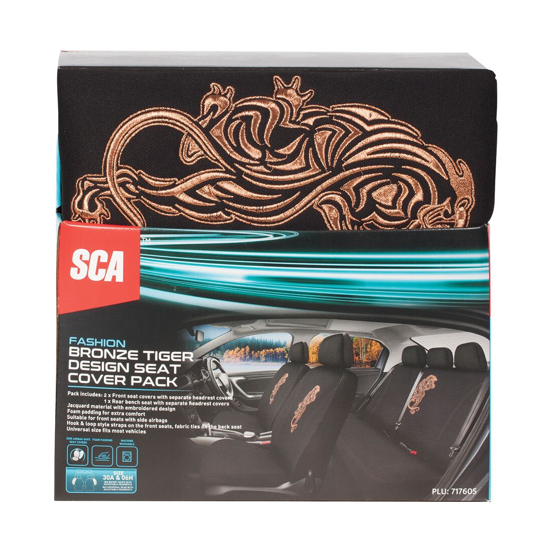 SCA Tiger Jacquard Seat Cover Bronze/Black, , scanz_hi-res