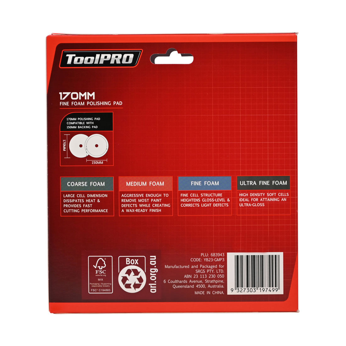 ToolPRO 170mm Fine Foam Polishing Pad Blue, , scanz_hi-res