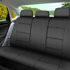 SCA Leather Look Seat Covers Black Adjustable Headrests Rear Bench 06H, , scanz_hi-res