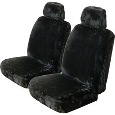 SCA Luxury Fur Seat Cover - Black Adjustable Headrests Size 30 Front Pair Airbag Compatible, , scanz_hi-res