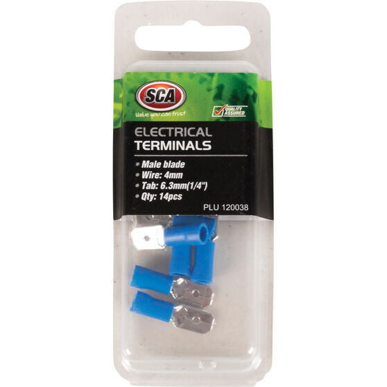 SCA Electrical Terminals - Male Blade, Blue, 6.3mm, 14 Pack, , scanz_hi-res