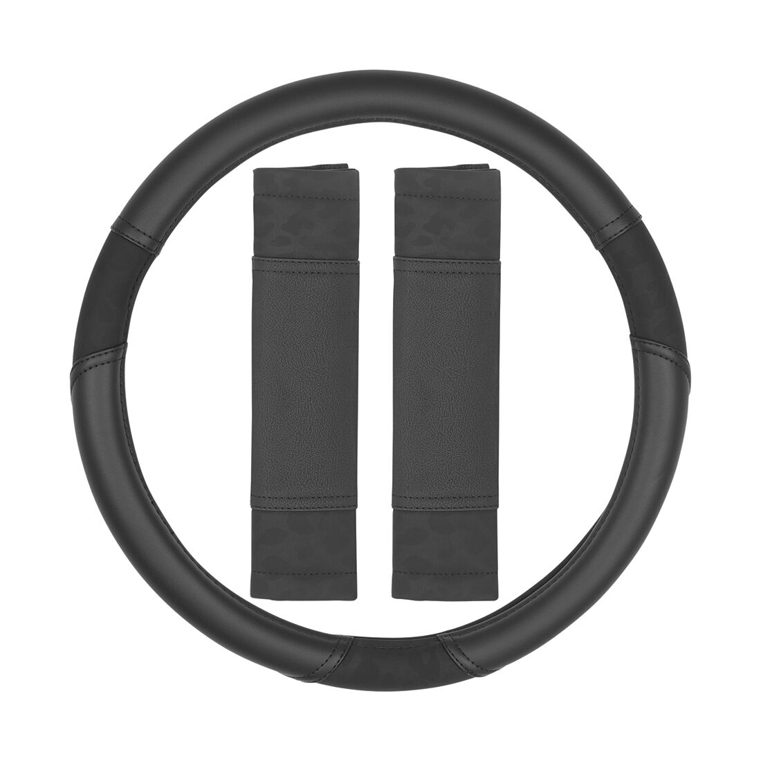 SCA Steering Wheel Cover & Seat Belt Buddie Black Leopard Leather Look, , scanz_hi-res