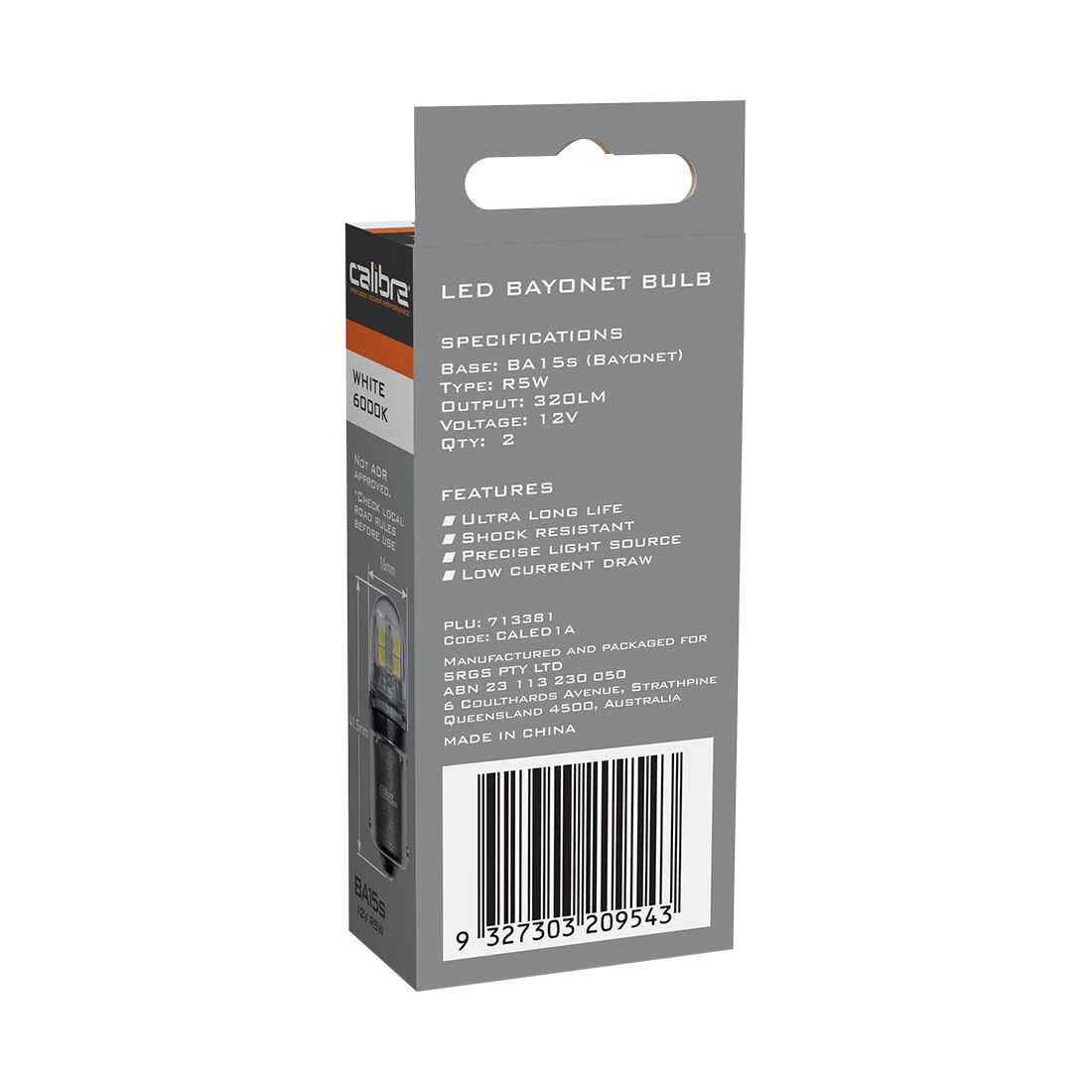 Calibre Automotive Globes - LED Bayonet 12V, R5W, BA15S, , scanz_hi-res