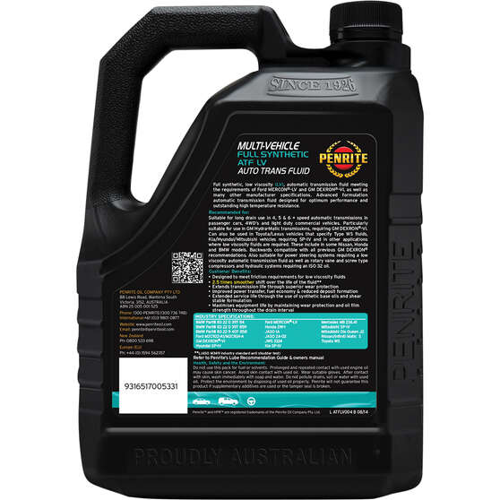 Penrite LV Automatic Transmission Fluid -  4 Litre, , scanz_hi-res