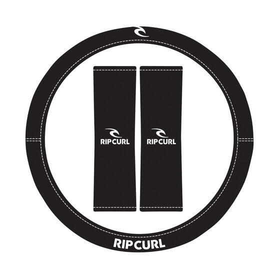 Rip Curl Logo Neoprene Steering Wheel Cover & Seat Belt Buddie Set White/Black, , scanz_hi-res